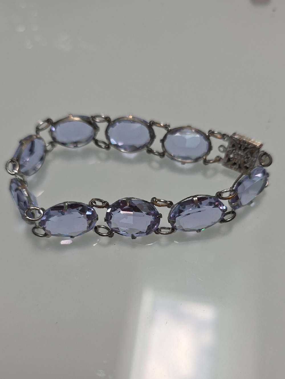Lavender Oval Crystal Link Bracelet - Women Jewelry